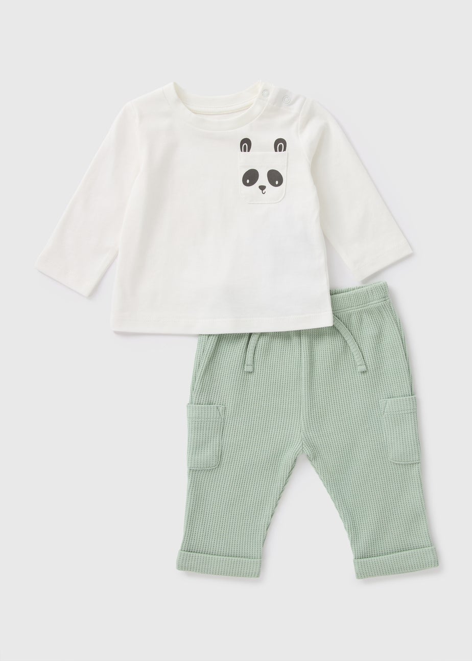 Baby White Panda Top & Jogging Bottoms Set (Newborn-23mths)