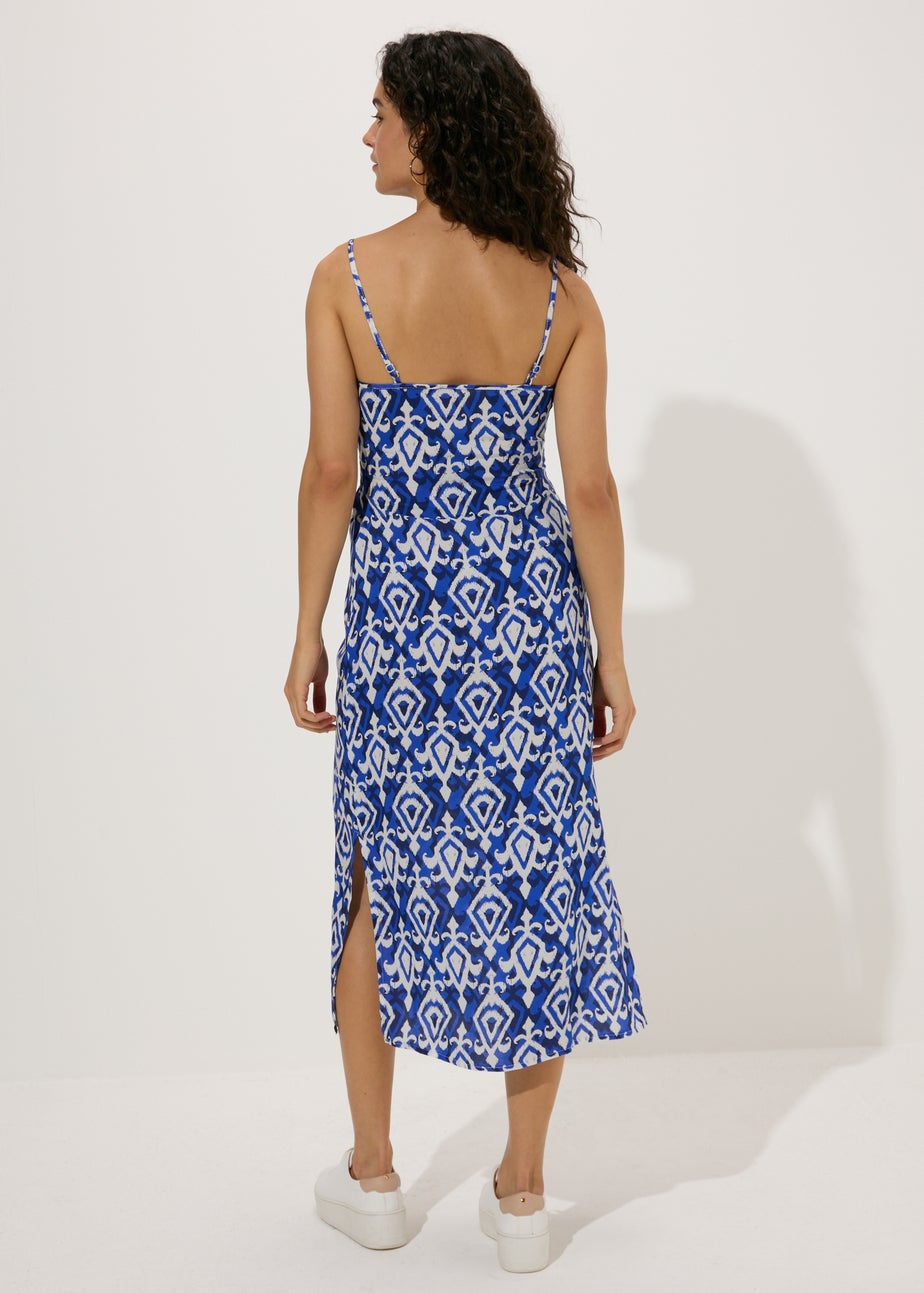 Blue Patterned Cami Midi Dress