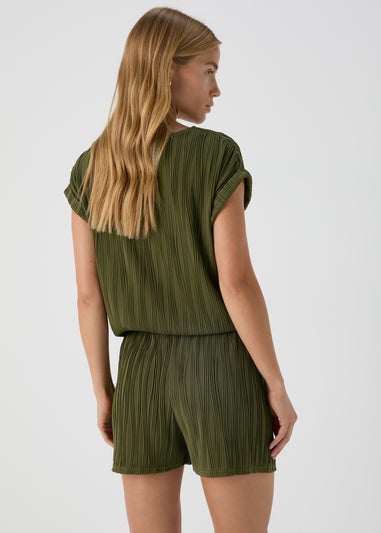 Khaki Textured Co Ord Shorts