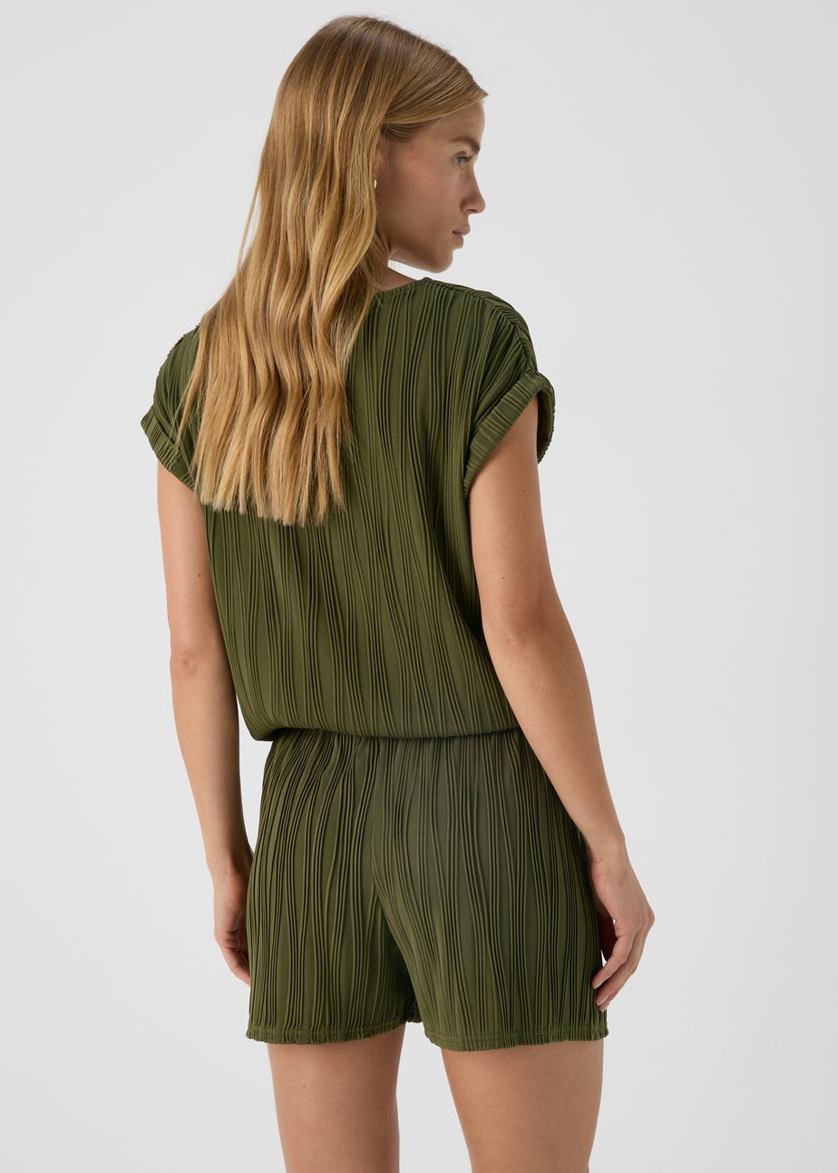 Khaki Textured Co Ord Shorts