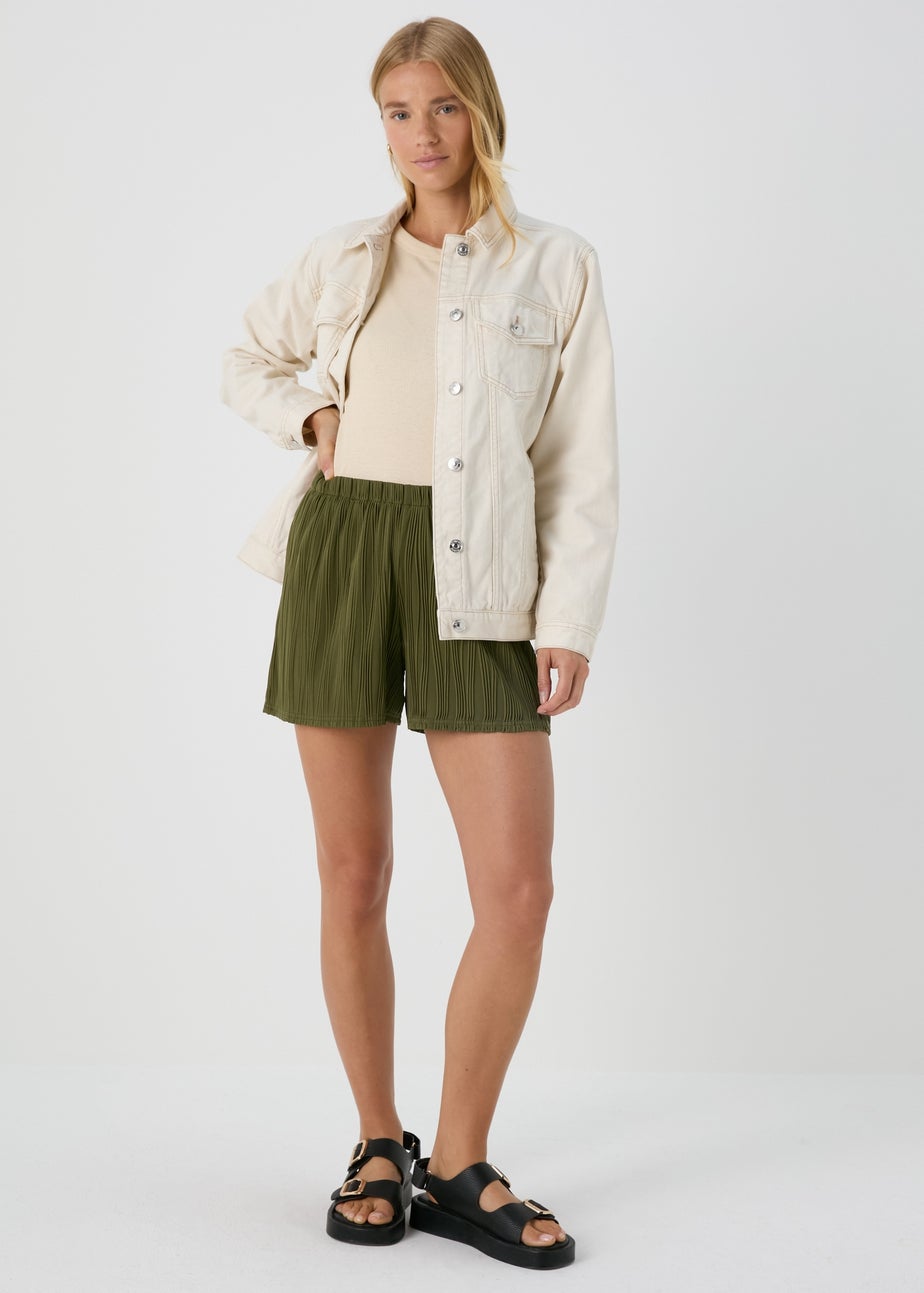 Khaki Textured Co Ord Shorts