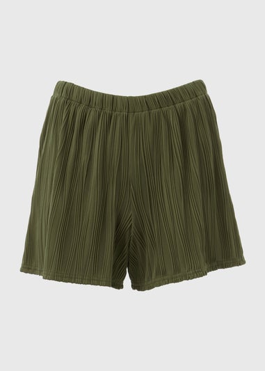 Khaki Textured Co Ord Shorts