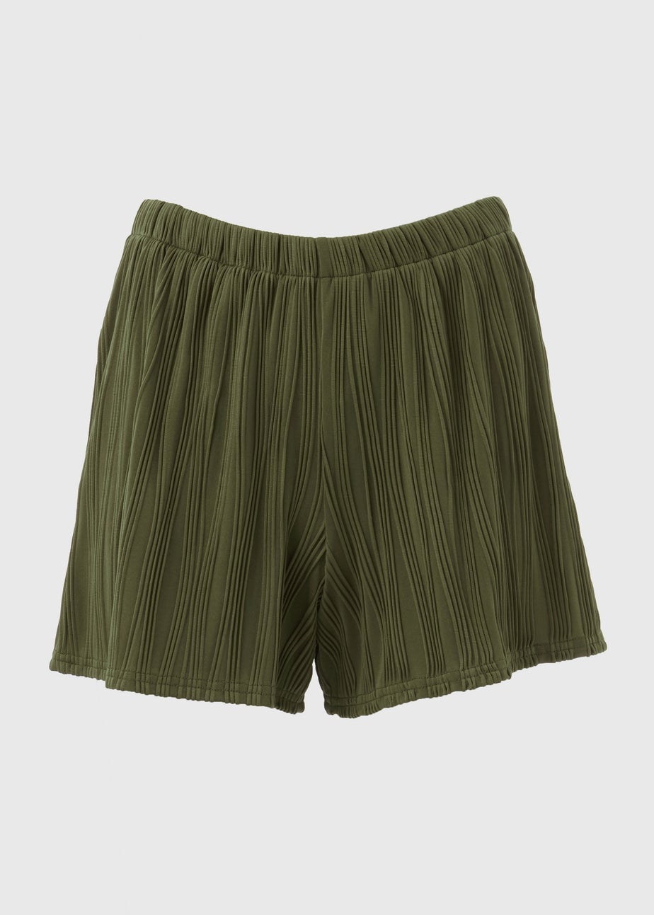 Khaki Textured Co Ord Shorts