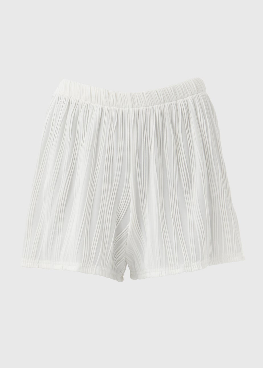 Cream Textured Co Ord Shorts