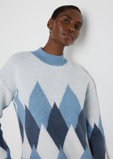 Blue Diamond Pattern Jumper