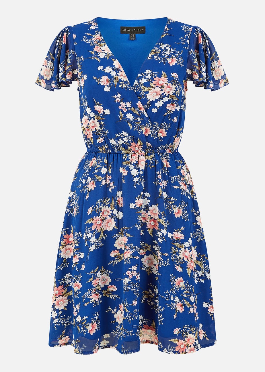 Mela Navy Floral Print Skater Dress