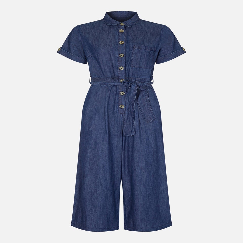 Yumi Navy Cotton Denim Jumpsuit