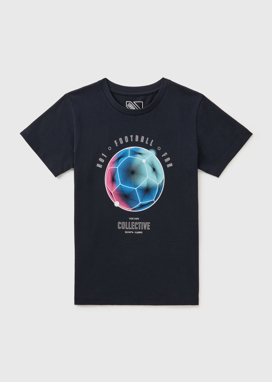 Boys Navy Football Graphics T-Shirt (7-13yrs)