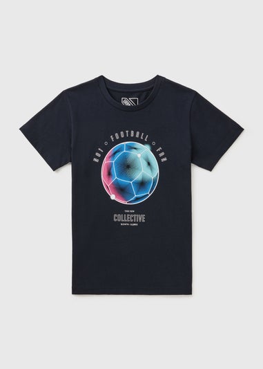 Boys Navy Football Graphics T-Shirt (7-13yrs)