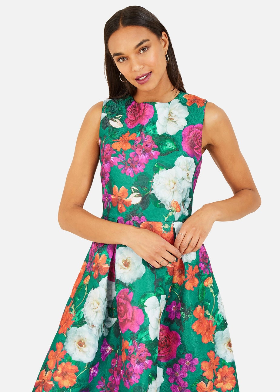 Yumi Green Floral Skater Dress