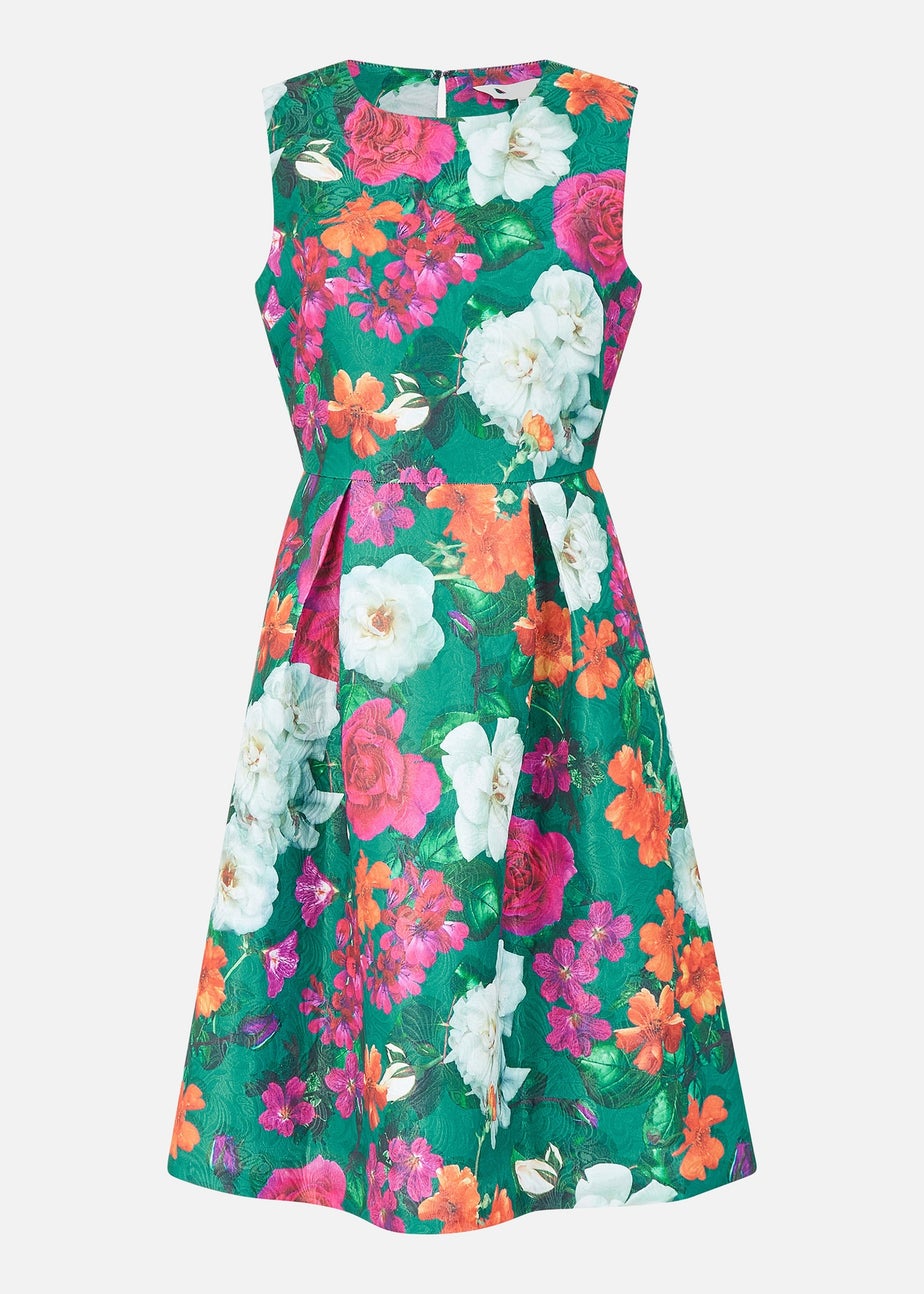 Yumi Green Floral Skater Dress