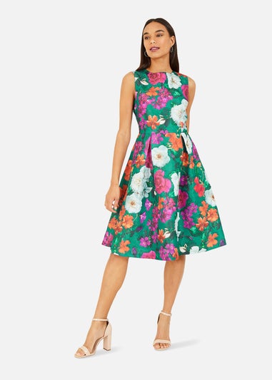 Yumi Green Floral Skater Dress