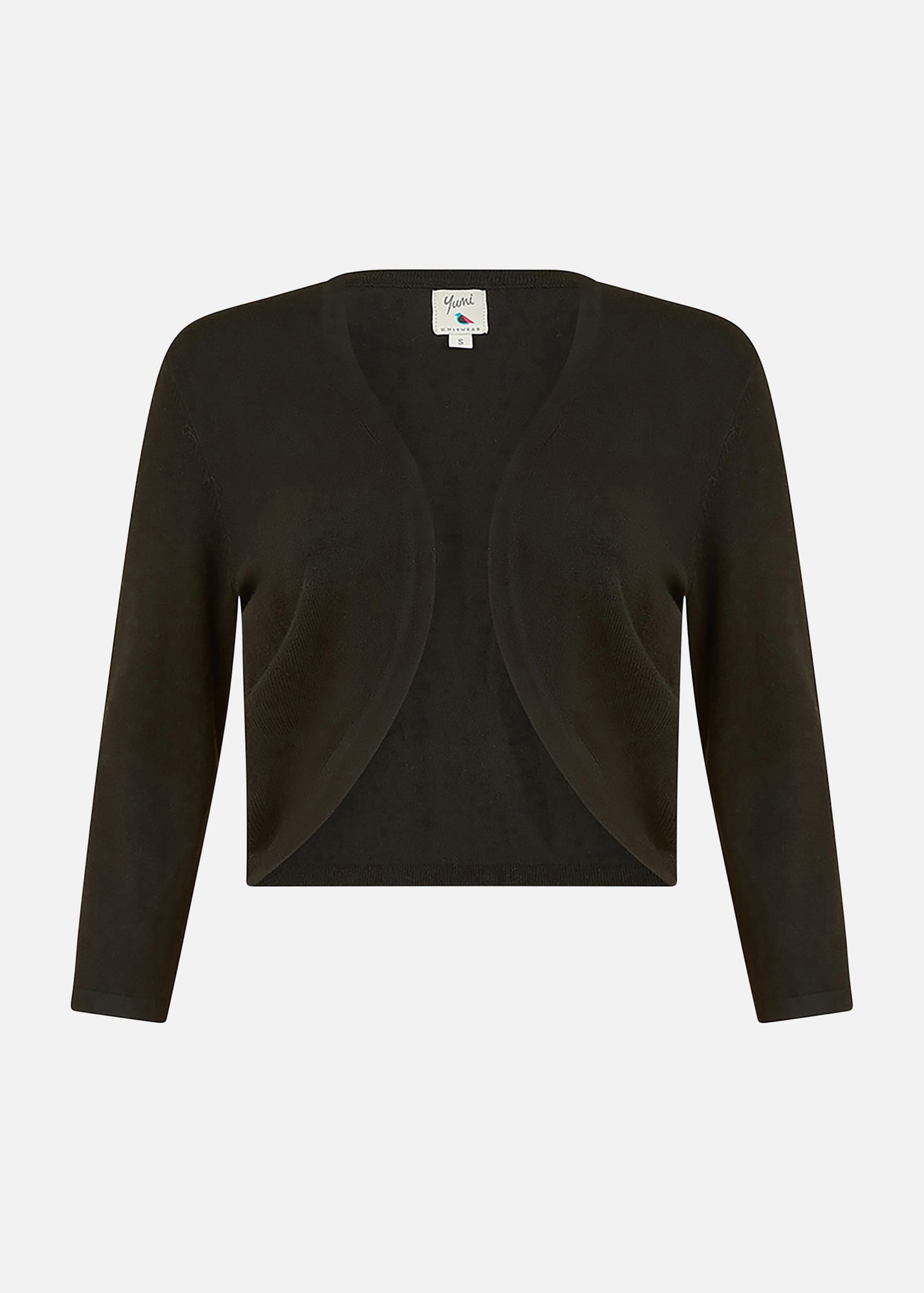 Yumi Black Knitted Curve Bolero - Matalan