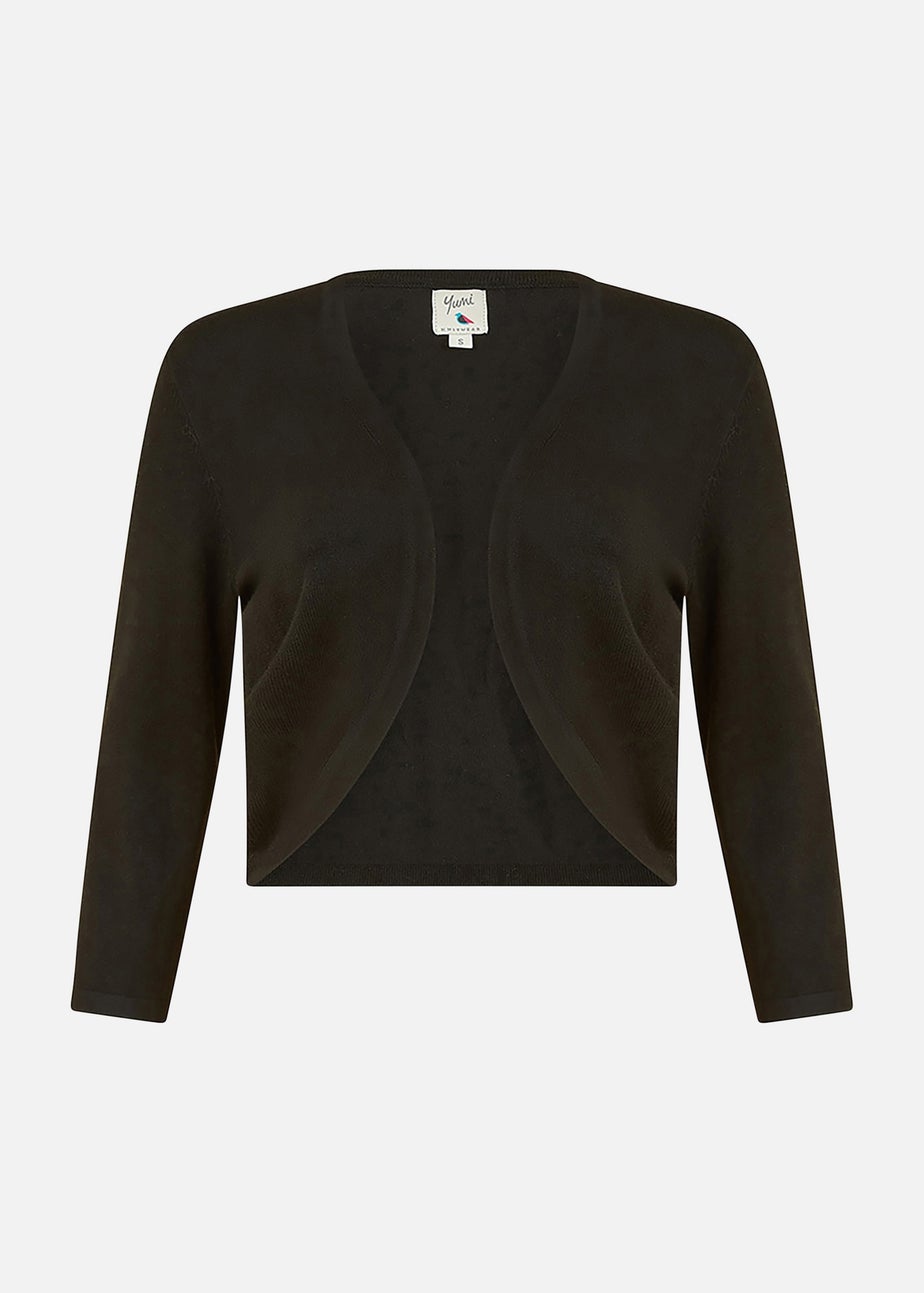 Yumi Black Knitted Curve Bolero