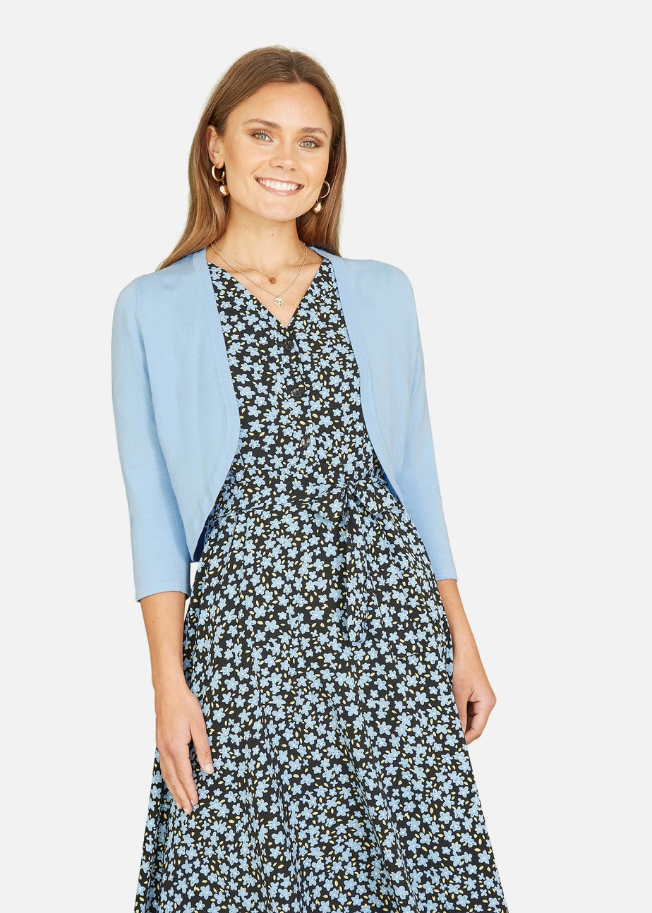 Yumi Blue Knitted Curve Bolero