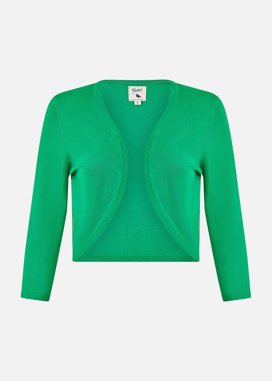 Yumi Green Knitted Curve Bolero