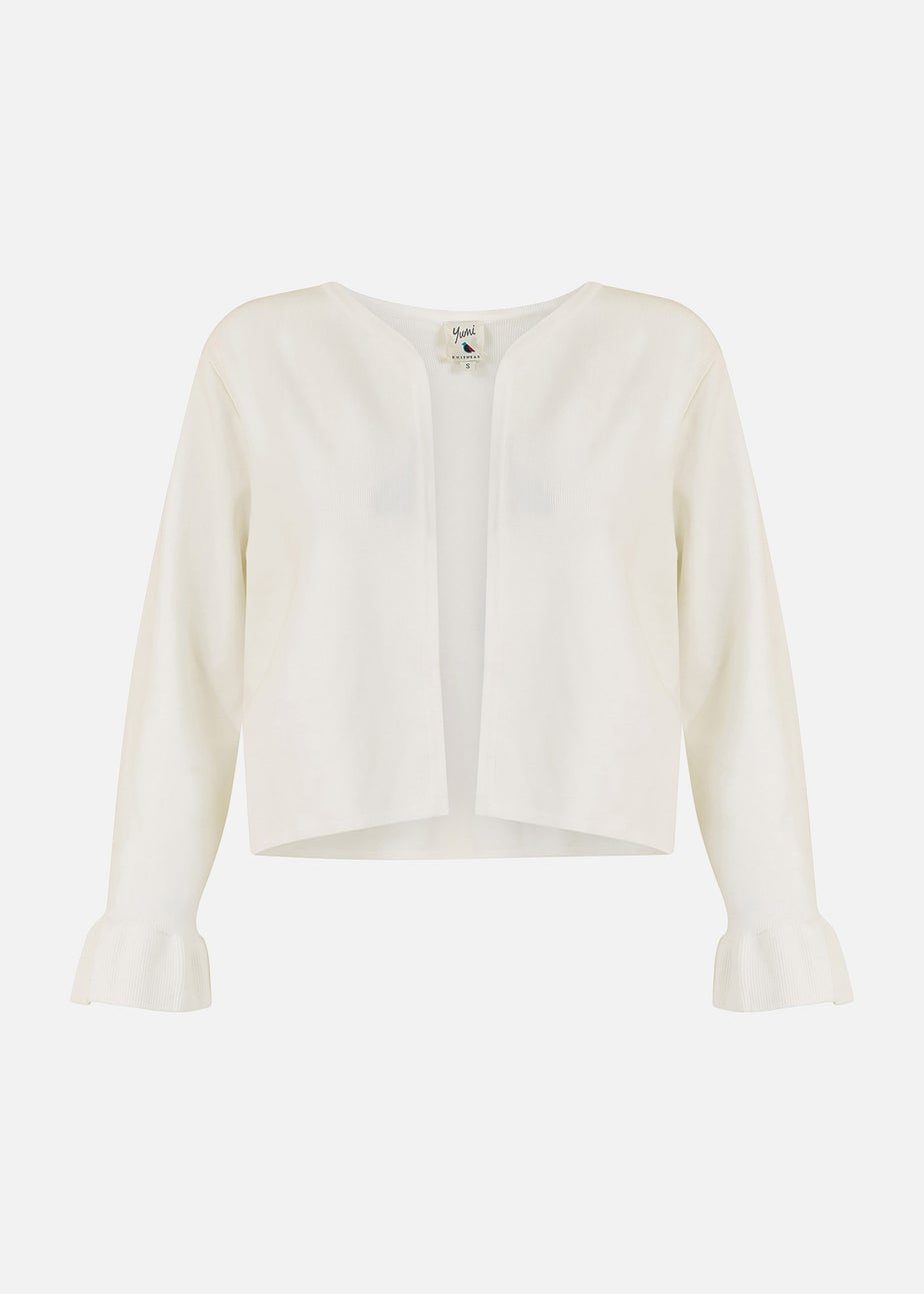 Yumi Ivory Cropped Cardigan With Bell Sleeves