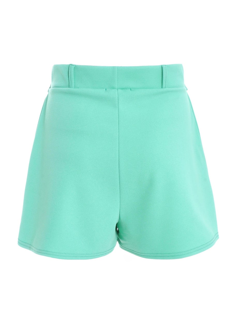 Quiz Green High Waisted Belted Shorts