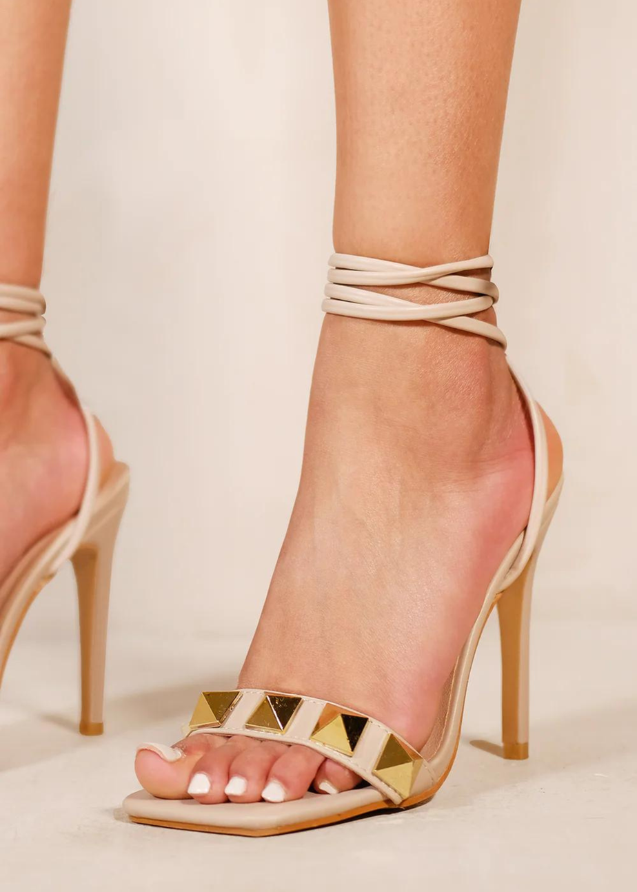 Where's That From Nude Miya Studded High Heels