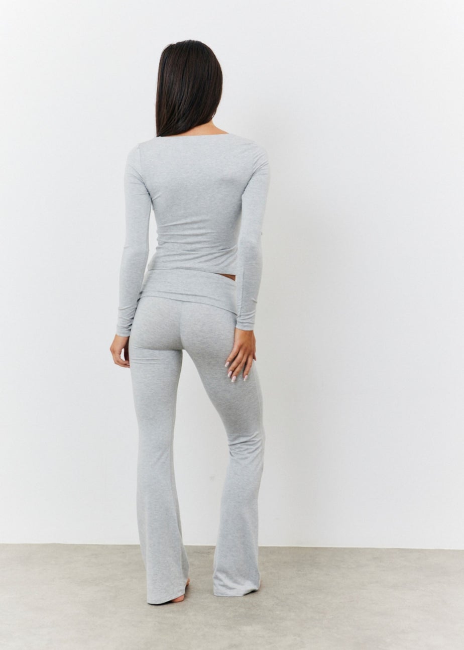 In The Style Grey Long Sleeve Bardot Top