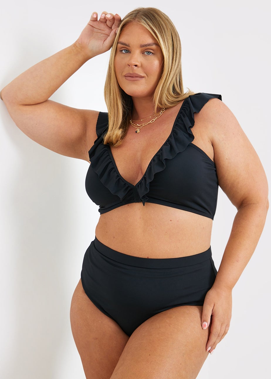 In The Style Black Co Ord High Bikini Bottoms