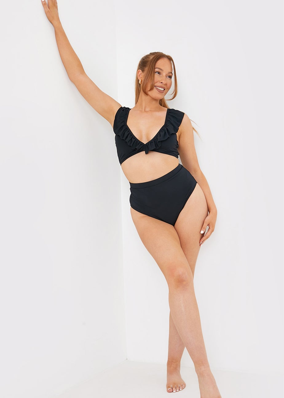 In The Style Black Co Ord High Bikini Bottoms