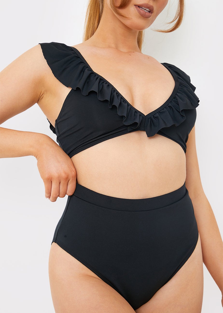 In The Style Black Co Ord High Bikini Bottoms
