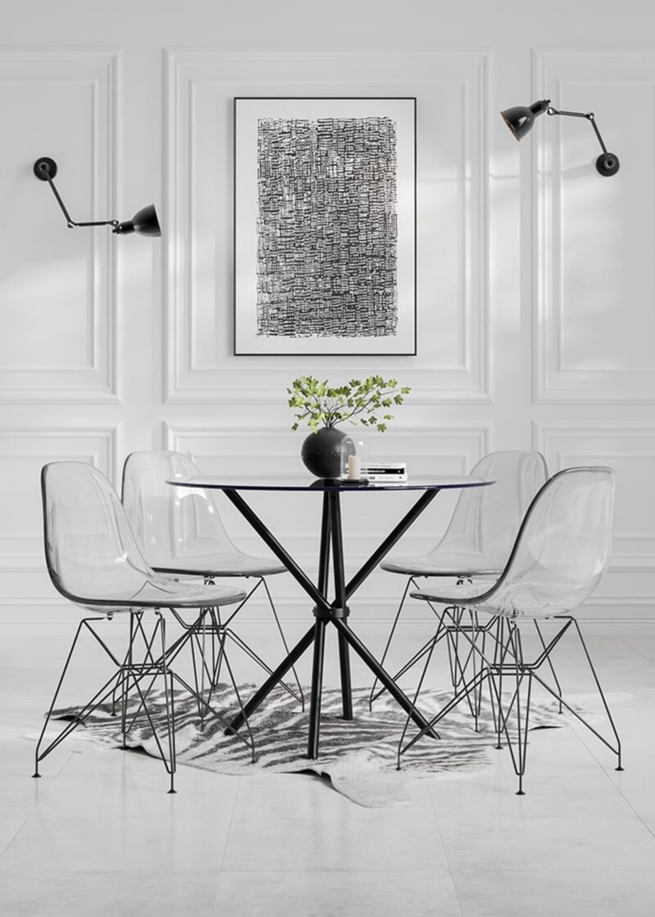 Aura Maison Smoked Top/Black Legs Dining Table (2 Packs)