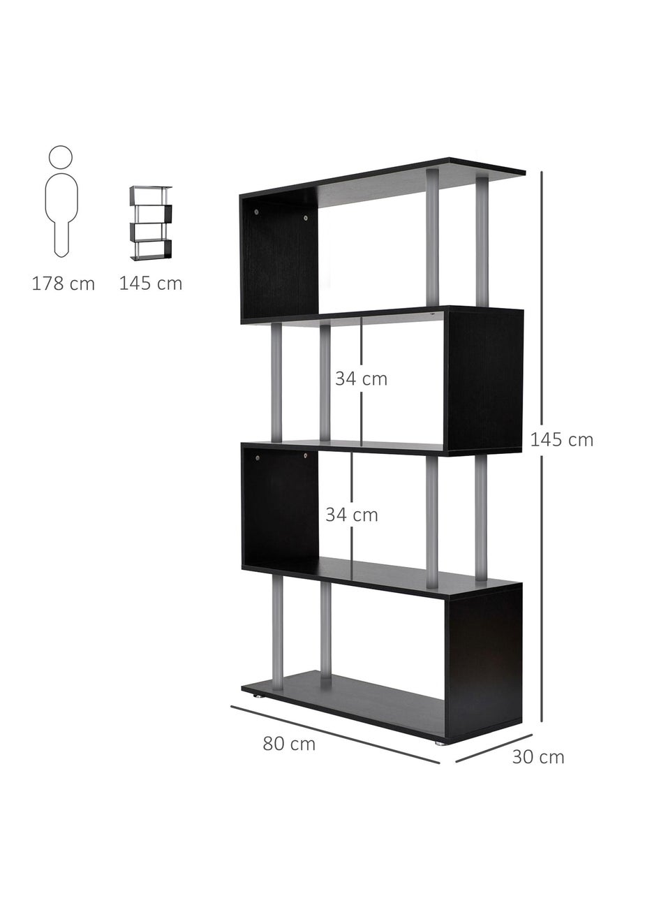 HOMCOM Black  Wooden Storage Display Unit (80cm x 30cm x 145cm)