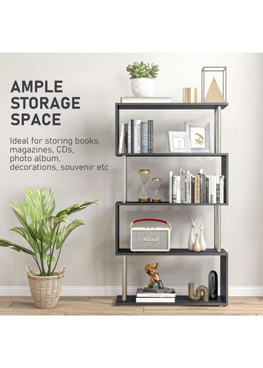 HOMCOM Black  Wooden Storage Display Unit (80cm x 30cm x 145cm)