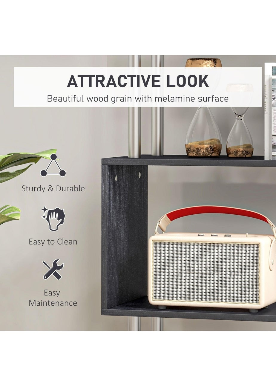 HOMCOM Black  Wooden Storage Display Unit (80cm x 30cm x 145cm)