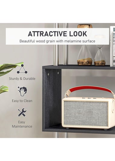 HOMCOM Black  Wooden Storage Display Unit (80cm x 30cm x 145cm)