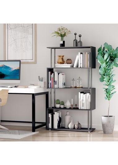 HOMCOM Black  Wooden Storage Display Unit (80cm x 30cm x 145cm)