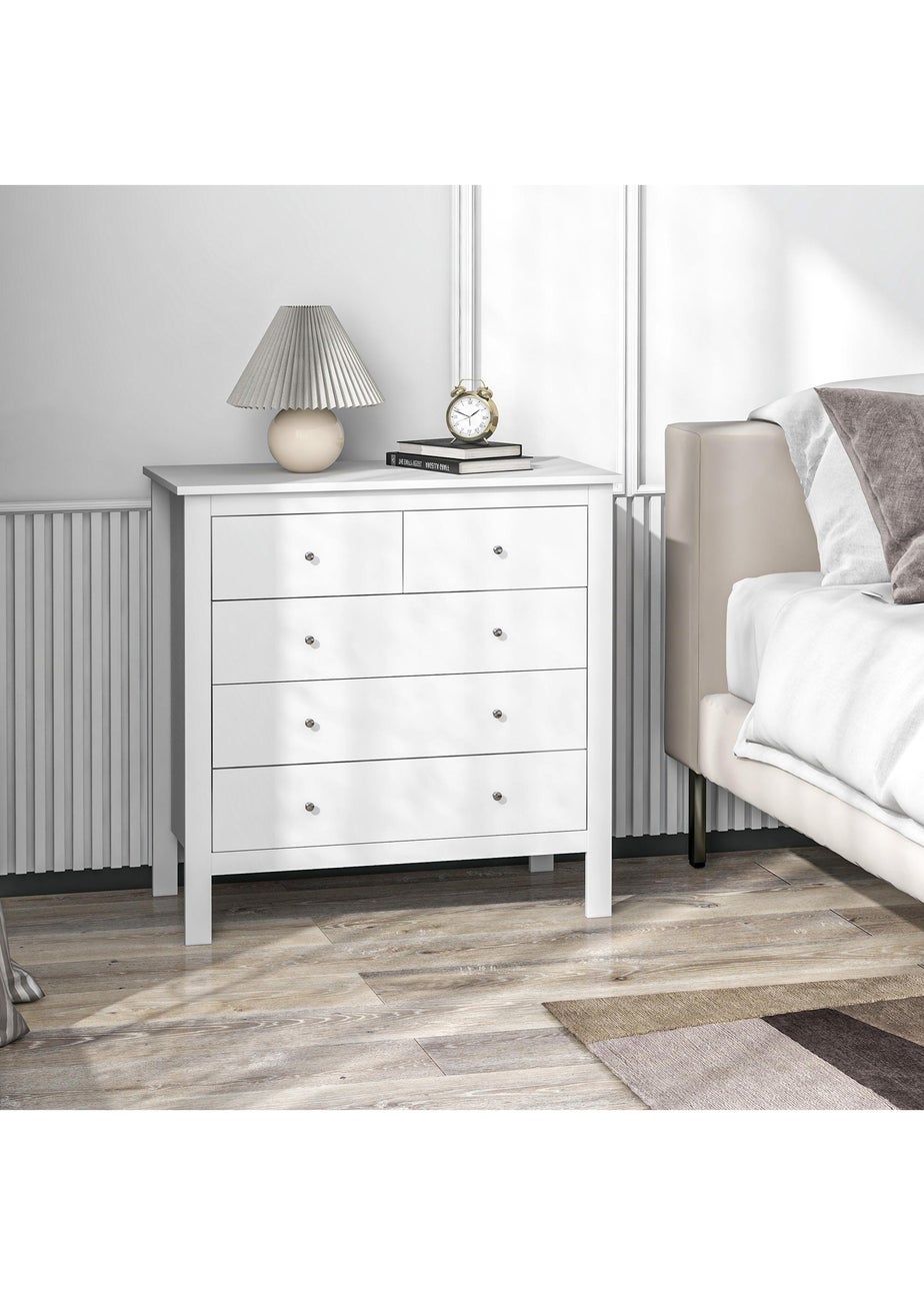 HOMCOM White Modern Chest Of Drawers (79cm x 39.5cm x 80.5cm)