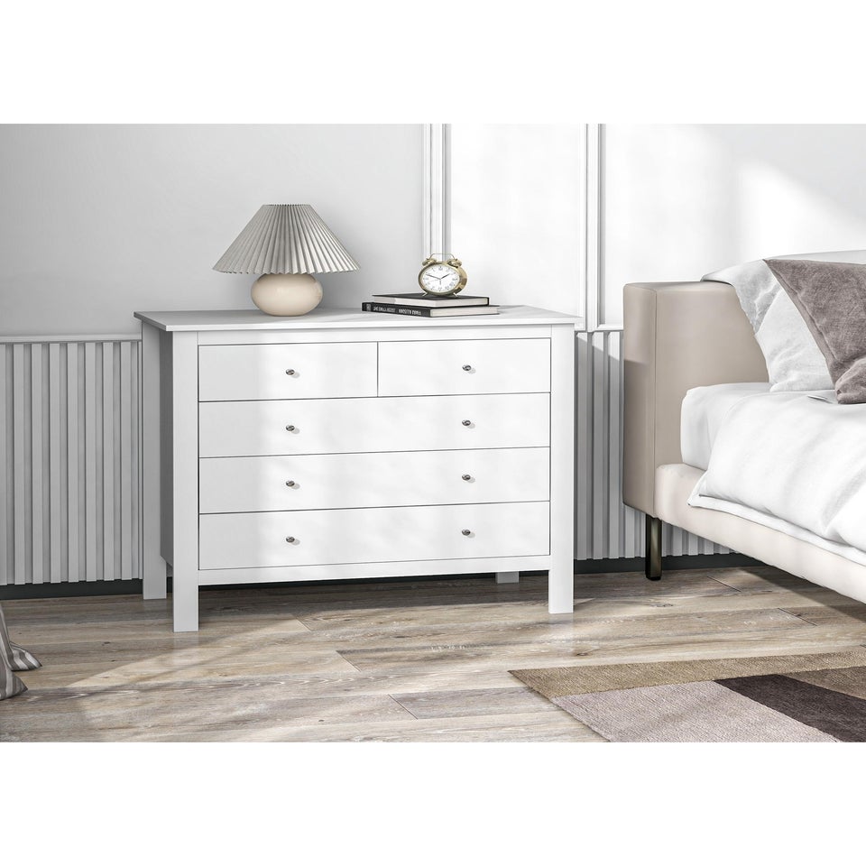 HOMCOM White Modern Chest Of Drawers (79cm x 39.5cm x 80.5cm)