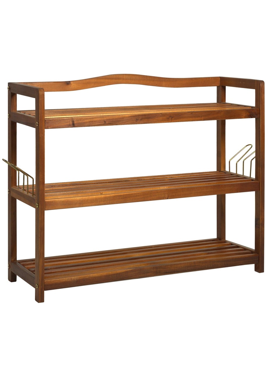 HOMCOM Natural 3-Tier Shoe Rack (74cm x 26cm x 62cm)