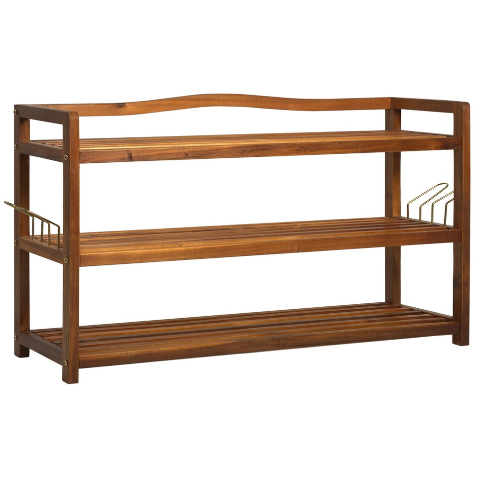 HOMCOM Natural 3-Tier Shoe Rack (74cm x 26cm x 62cm)