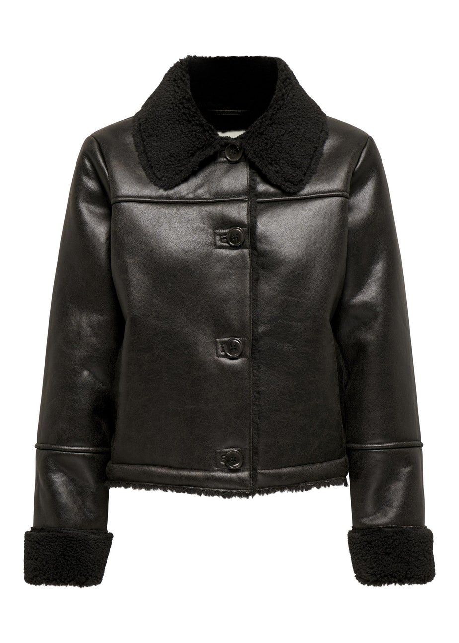 JDY Chocolate Brown Shearling Jacket