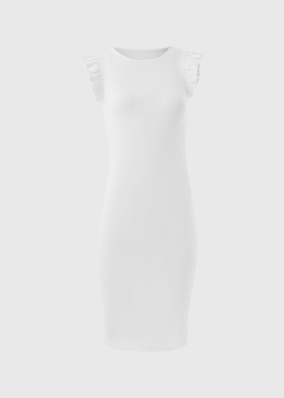 White Ribbed Midi Dress
