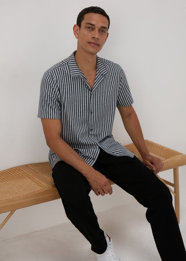 Black Stripe Textured Shirt