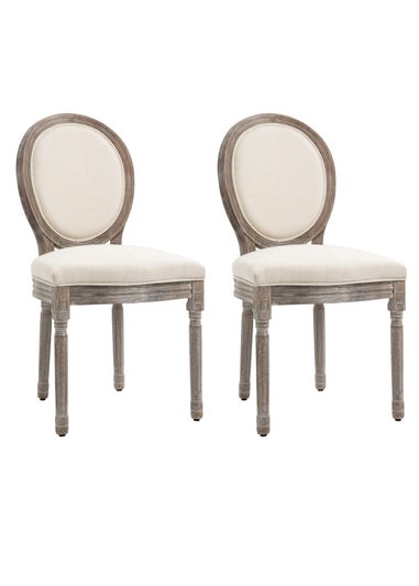 HOMCOM Cream Elegant Dining Chairs Set of 2 (51cm x 55cm x 96cm)