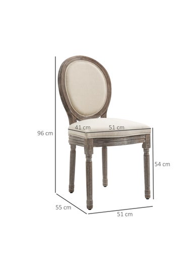 HOMCOM Cream Elegant Dining Chairs Set of 2 (51cm x 55cm x 96cm)
