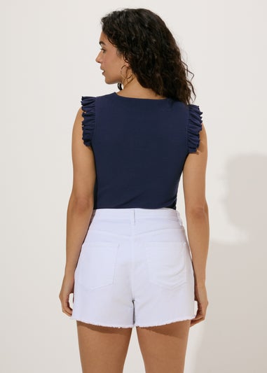 Navy Heavyweight Ruffle Ribbed Vest