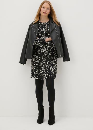 Black Floral Mini Shirt Dress