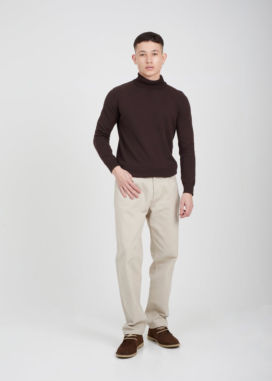 Brave Soul Chocolate Roll Neck Jumper