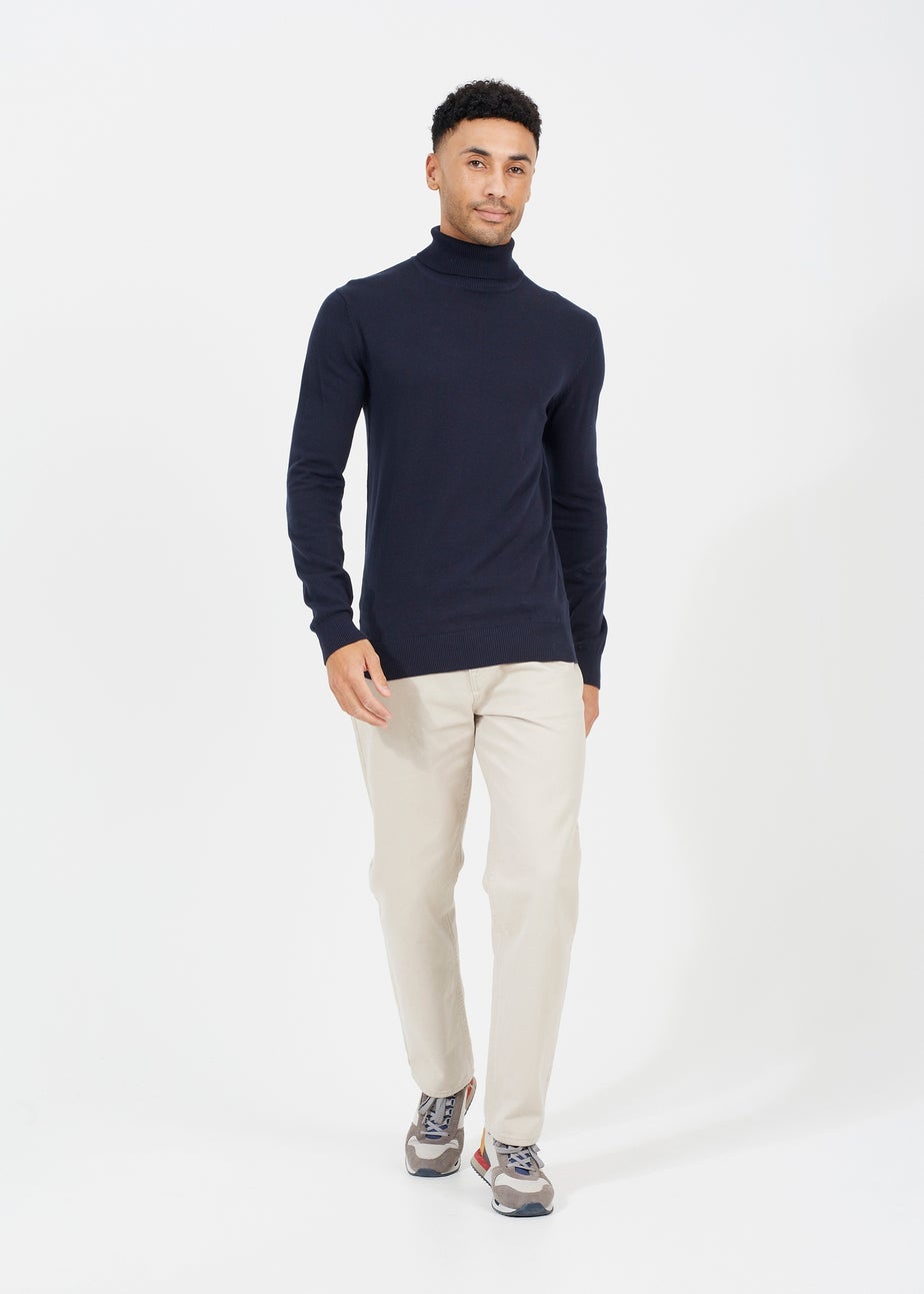 Brave Soul Navy Roll Neck Jumper