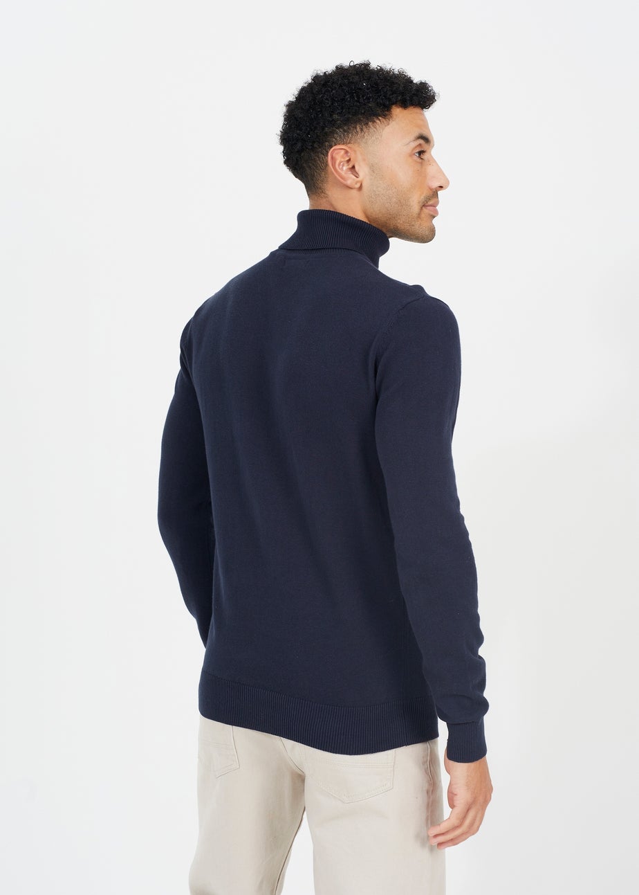 Brave Soul Navy Roll Neck Jumper