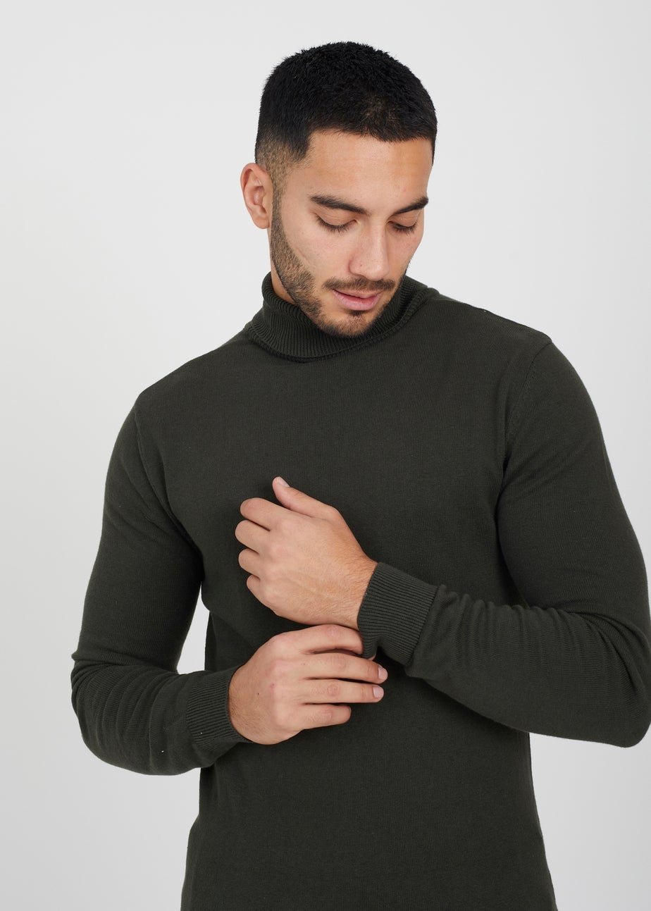 Brave Soul Khaki Roll Neck Jumper