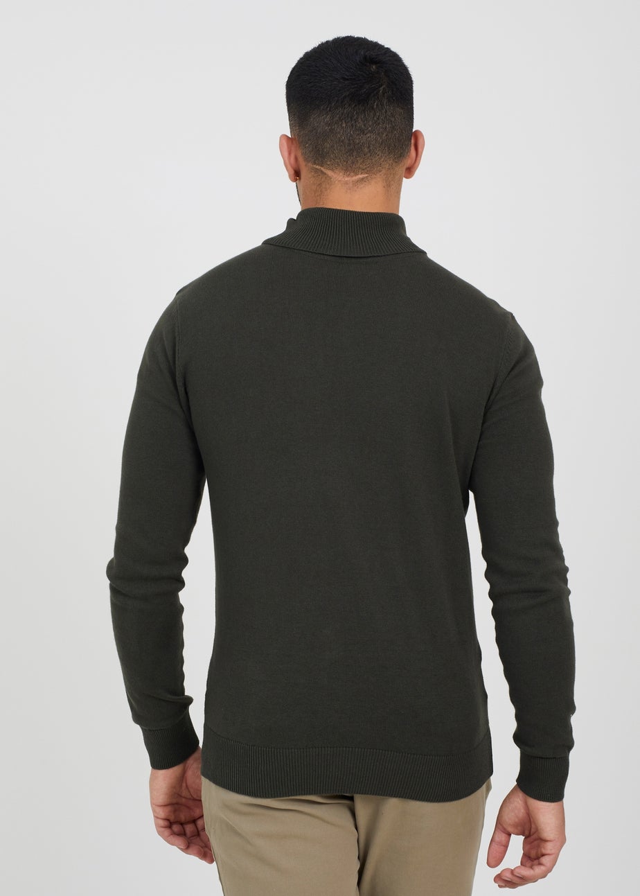 Brave Soul Khaki Roll Neck Jumper