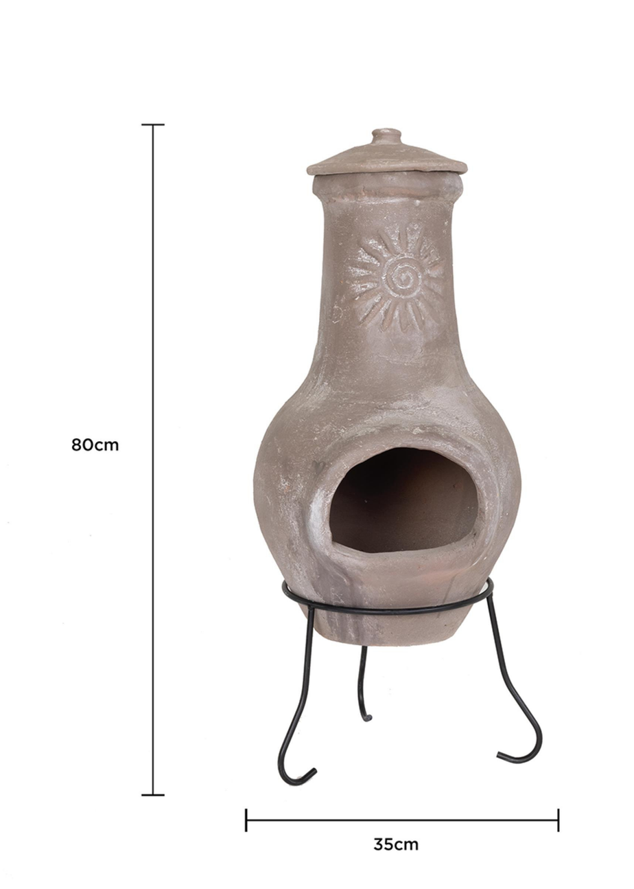 Charles Bentley Outdoor Medium Natural Clay Chiminea Patio Heater (80cm x 35cm)